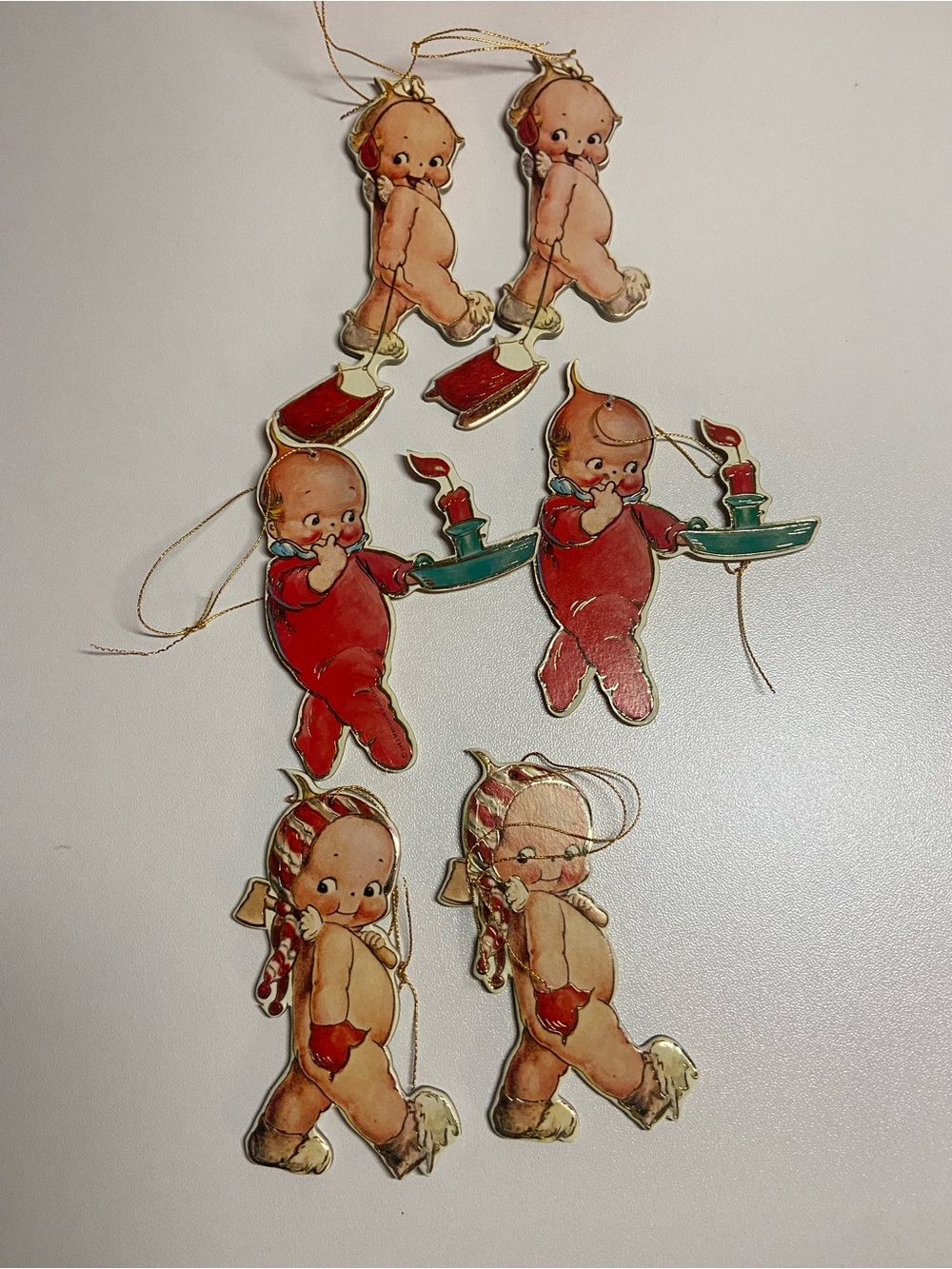 Lot of 6 VTG 80s 1983 Merrimack Kewpie Paper Christmas Ornaments Cute Japan